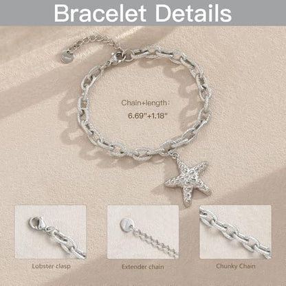 10 PCS Bracelets for Women Stainless Steel Chain Link Bracelet Set | 6.7 Inches with Extender, Jewelry Gifts for DIY, Chains Bulk, Oval, Curb, Figaro Chains, 18K Gold Plated, Silver, Chunky - color: Oval Silver
