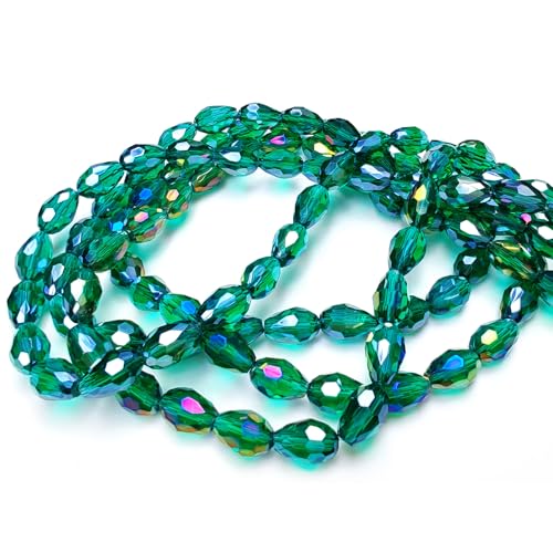 8x12mm Teardrop Glass Beads for Jewelry Making, Vertical Hole Faceted Crystal Prism Beads for Pendants Bracelet Necklace Earring, Emerald Green 100pcs - color: Emerald Green