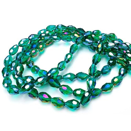 8x12mm Teardrop Glass Beads for Jewelry Making, Vertical Hole Faceted Crystal Prism Beads for Pendants Bracelet Necklace Earring, Emerald Green 100pcs - color: Emerald Green