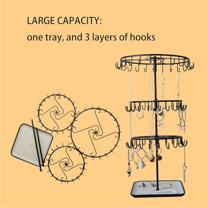 Multi-layer Jewelry Organizer Chic Box Metal Jewelry for Ladies Stylish Storage - color: B Black