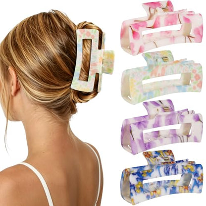 laxizar 4 Pcs Hair Clips 4.1 Inch Claw Cips Floral Hair Accessories - color: floral print 2