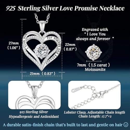 CDE S925 Silver Engraved Forever Love Heart Birthstone Necklaces for Women | 5A CZ,Hypoallergenic,Nickel-Free & Lead-Free Pendant,Anniversary Christmas Wedding Birthday Gift for Wife Girlfriend - color: 04-Apr, style: White Gold Plated