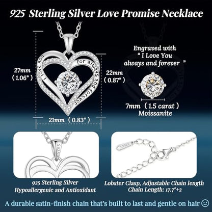 CDE S925 Silver Engraved Forever Love Heart Birthstone Necklaces for Women | 5A CZ,Hypoallergenic,Nickel-Free & Lead-Free Pendant,Anniversary Christmas Wedding Birthday Gift for Wife Girlfriend - color: 04-Apr, style: White Gold Plated