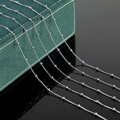 Silver Satellite Bead Chain 304 Stainless Steel Chain for Jewelry Making | 32.8 Feet/10M Women Necklace Chains Bulk Thin Curb Craft Chain DIY Jewelry Supplies - color: Bead Silver