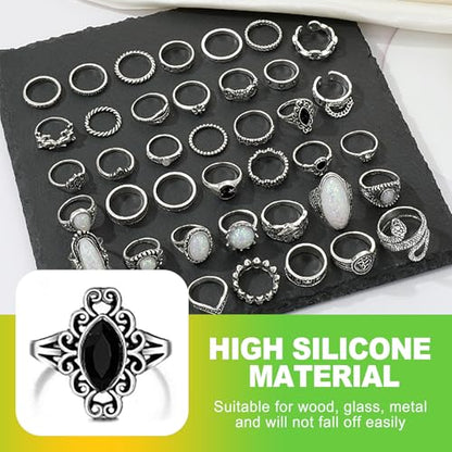 42 Pcs Vintage Gothic Ring Set for Men and Women Adjustable Punk Stackable Knuckle Rings with Skull Snake Heart Star Flower Design for Midi Fingers