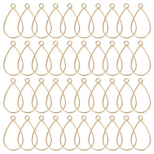 Oubaka Open Bezels for Resin,50pcs Open Bezel Pendants Opens Frame Pendant Hollow Frame Pendants Resin Craft Bezels for Resins Casting,Necklaces Earrings Making Supplies(K Gold,Teardrop) - color: K Gold;Teardrop