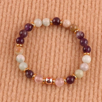 KSQS Healing Stone Bead Bracelet for Women, Natural Gemstones Balance Protection Bracelet, Spiritual Crystal Beads Bracelet Anxiety Relief with Meaning Card - color: Sleep Well