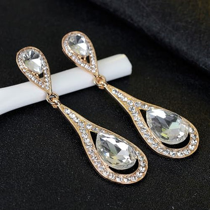 Elegant Crystal Rhinestone Teardrop Chandelier Wedding Bridal Dangle Drop Earrings - style: Style03