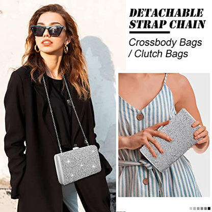 Mixweer 4 Pieces Clutch Purses Bag for Women Evening Rhinestone Jewelry Set Bling Necklace Earrings Bracelets Set for Wedding - style: Stylish Style