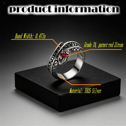 HAIXIAN Innovation Retro Snake Inlaid with 7A grade Zircon Gemstones Ring,S925 Sterling Silver Punk Gothic Cocktail Party Creative Snake Ring for Women - color: Ring_B