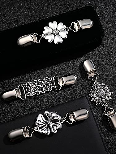 Jetec 4 Pieces Vintage Sweater Shawl Clips Retro Cardigan Collar Dress Shirt Brooch Clips for Women Wearing, 4 Styles - style: Exquisite Style