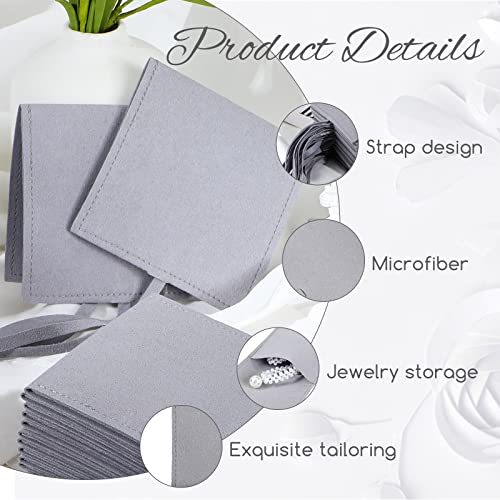 120 Pcs Microfiber Jewelry Pouch 8 x 8cm Jewelry Packaging Bag Gift Bow Tie Bracelet with Cleaning Cloth(Gray) - color: Gray