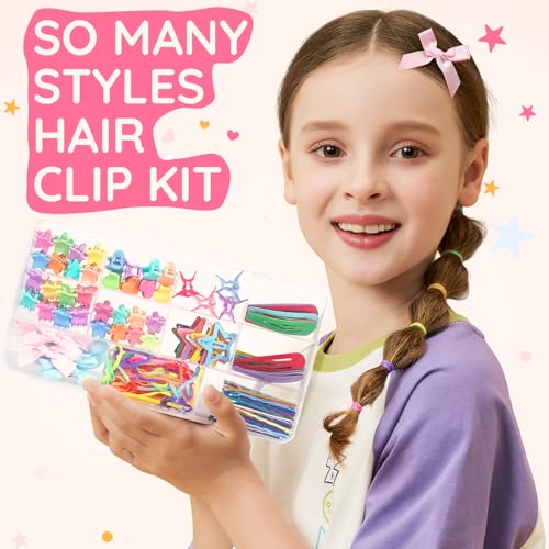 Teenitor Hair Accessories for Girls 193pcs Hair Clips for Girls Toddler Hair Accessories, Mini Girls Hair Clips, Small Claw Clips Bobby Pins and Hair Ties