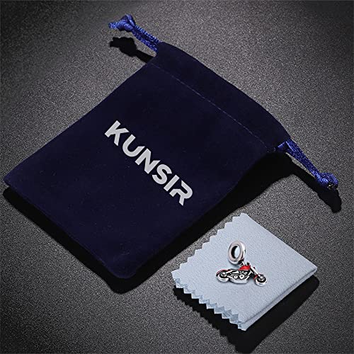 KUNSIR Charms Beads fits Pandora Charm bracelets for Woman 925 Sterling Silver Dangle Pendant Bead Jewelry Beads Gifts Happy Birthday Charms for Women Bracelet&Necklace - style: Motorcycle Charm