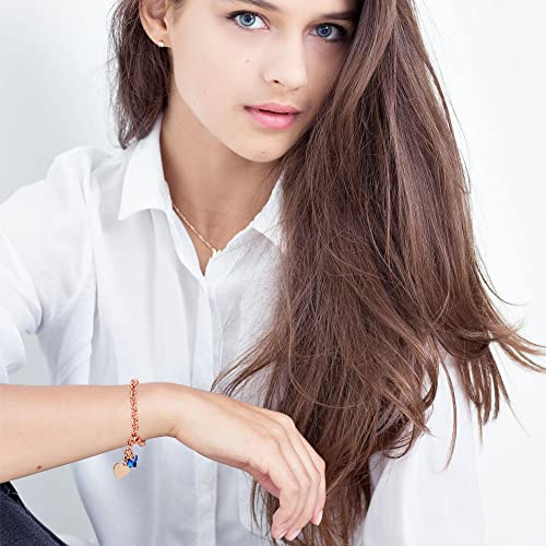 IEFWELL Initial Bracelets for Girls, Butterfly Letter A-Z Bracelets Jewelry | Silver Plated, Heart Initial Bracelets for Girls, Crystal Butterfly Bracelets, Teen Girl Gift Trendy, Jewelry Birthday Gift - color: Rose Gold Plated-A'