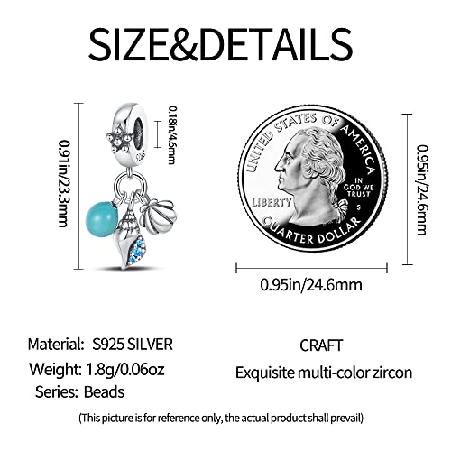 Pandach 925 Sterling Silver Charms for Bracelets and Necklaces Travel Round The World Beads Charms Relaxation Dangle Pendant,Jewelry Beads Gifts for Women - style: Glow in the Dark Conch Charm