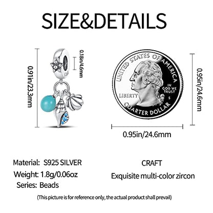 Pandach 925 Sterling Silver Charms for Bracelets and Necklaces Travel Round The World Beads Charms Relaxation Dangle Pendant,Jewelry Beads Gifts for Women - style: Glow in the Dark Conch Charm