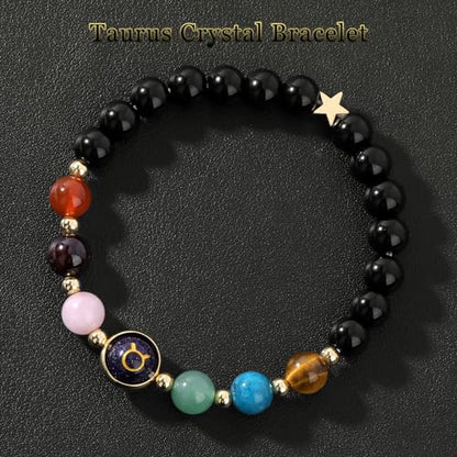 Zodiac Bracelets for Women 12 Constellations Healing Crystal Stone Beads Bracelet Birthday Zodiac Gifts Horoscope Spiritual Bracelet - color: Taurus