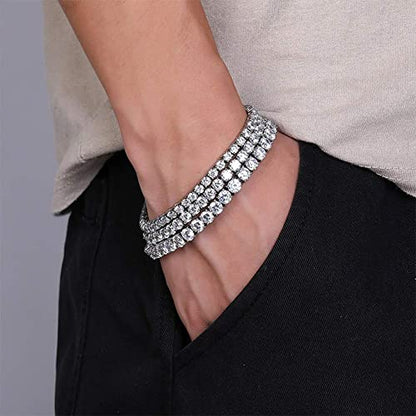 Tennis Bracelet for Women 3mm Cubic Zirconia 18K White Gold/Yellow Gold Plated - color: White Gold, size: 7mm