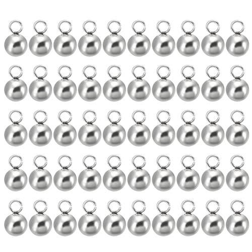 PATIKIL 50pcs Steel Bead Charm, Stainless Steel Ball Bracelet Charm Pendants Metal Round Beads Small Bulk for Jewelry Making - color: Silver Tone, size: 5mm