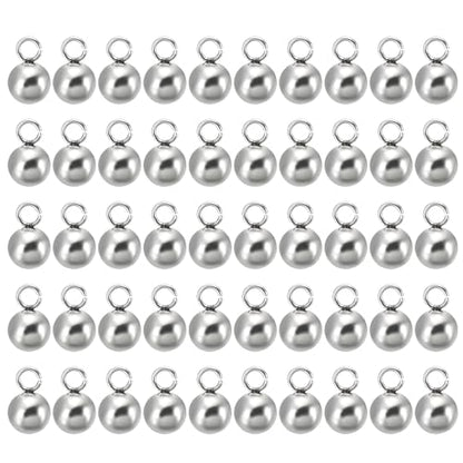 PATIKIL 50pcs Steel Bead Charm, Stainless Steel Ball Bracelet Charm Pendants Metal Round Beads Small Bulk for Jewelry Making - color: Silver Tone, size: 5mm
