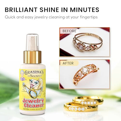 Grandma's Secret Gold and Silver Jewelry Cleaner Solution - Ammonia Free Gold Jewelry Cleaner Liquid for Silver, Diamonds, and Gemstones - Safe & Effective for Daily Use, 3 oz, 3 Pack - size: 3 Fl Oz (Pack of 3)