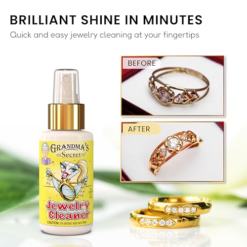Grandma's Secret Gold and Silver Jewelry Cleaner Solution - Ammonia Free Gold Jewelry Cleaner Liquid for Silver, Diamonds, and Gemstones - Safe & Effective for Daily Use, 3 oz, 2 Pack - size: 3 Fl Oz (Pack of 2)