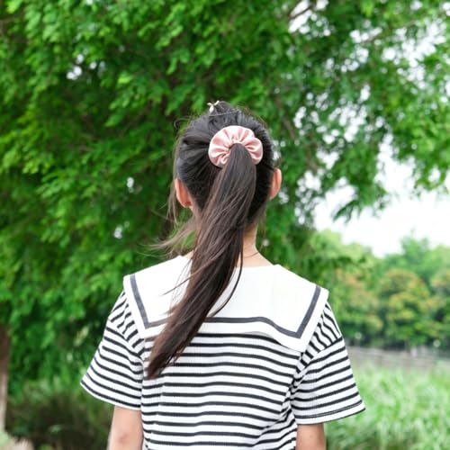 Silk Hair Ties Ponytail Holder Hairs Bow Ropes Elastics Hairtie Accessories Wide 0.8inch on Hair No Damage No Crease for Women Curly Thick Wavy Hair(30Pcs Pink) - color: Pink