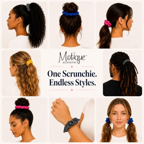 Motique Accessories Large Scrunchies for Women, Pack of 6, Burgundy | Hair Ties for Medium & Thick Hair - color: Burgundy Red