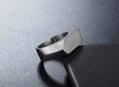 Men's Stainless Steel Simple Square Band Ring Signet Style