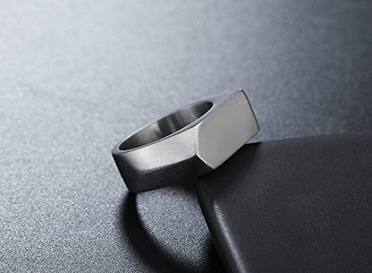 Men's Stainless Steel Simple Square Band Ring Signet Style