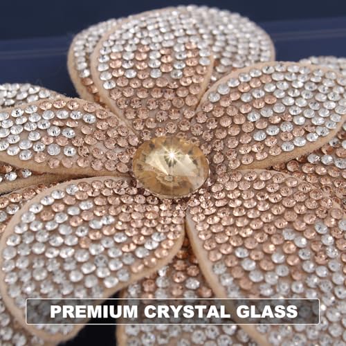 3.74 Inches Rhinestone Camellia Flower Brooch Pins & Hair Clips for Women Elegant Created Crystal Lapel Pin Brooches Wedding Party - color: Champagne & White