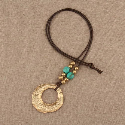 Boho Necklaces for Women Chunky Circle Necklace Bohemian Necklaces | Chunky Boho Necklace for Women Layered Boho Circle Leather Choker Necklace Long Vintage Necklaces Bohemian Jewlery Gifts - style: Boho Hippie Necklace