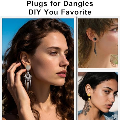 LADEMAYH 3 Pairs DIY Ear Tunnels, Surgical Steel Dangle Gauges Accessory | Free Jump Rings, Threaded Double Flared Plugs, 316L Stainless Steel, Hypoallergenic, DIY Custom Hanging Charms, 2g-1" - color: #6668 Mixed, size: 7/8"(22mm)