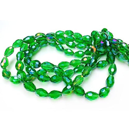 8x12mm Teardrop Glass Beads for Jewelry Making, Vertical Hole Faceted Crystal Prism Beads for Pendants Bracelet Necklace Earring, Grass Green 100pcs - color: Grass Green