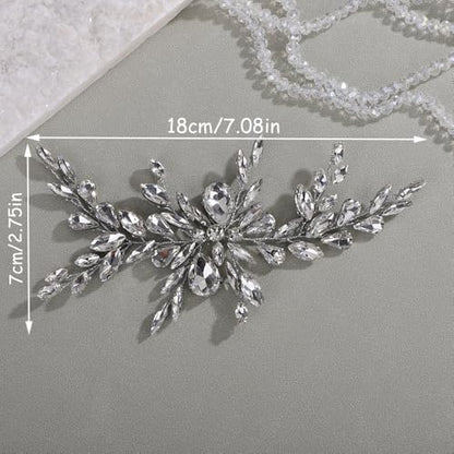Green Rhinestones Beads Green Headband Handmade Crystal Hair Piece for Wedding Brides Bridesmaid - color: Green
