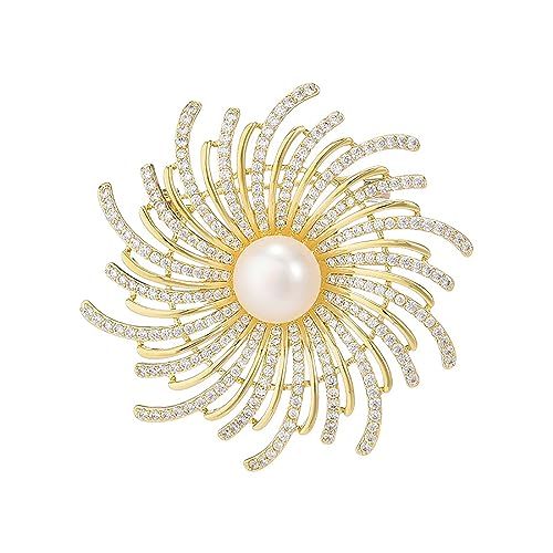 Brooches and Pins for Women Elegant Flower Pearl Brooches Costume Broches Jewelry Lady Christmas Pin for Women - style: Equinox Flower