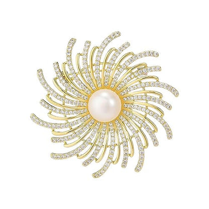 Brooches and Pins for Women Elegant Flower Pearl Brooches Costume Broches Jewelry Lady Christmas Pin for Women - style: Equinox Flower
