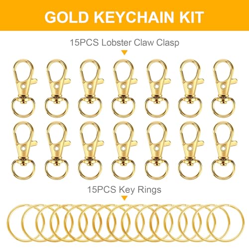 60PCS Keychain Making Supplies, Lobster Claw Clasp with Key Rings, Keychain Making kit Including 30PCS Keychain Clip Hooks and 30PCS Key Chain Rings for Crafts