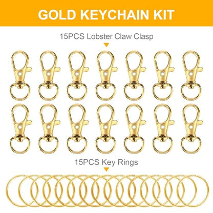 60PCS Keychain Making Supplies, Lobster Claw Clasp with Key Rings, Keychain Making kit Including 30PCS Keychain Clip Hooks and 30PCS Key Chain Rings for Crafts