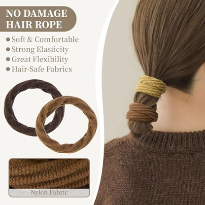 QIUTIMIY 10 Pcs No Damage Hair Ties Thick Hair Elastic Rubber Bands Hair Accessories Scrunchies Seamless for Women - color: Style 11