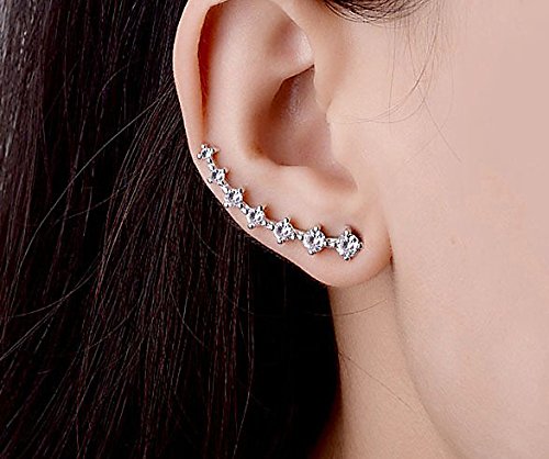 CZ Stud Earrings 925 Sterling Silver 18K Gold Plated Round Cubic Zirconia Hypoallergenic Set - color: White