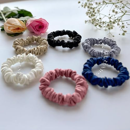 SILVR BEAR Luxury Satin Scrunchies, Satin Hair Ties for Thick, Thin & Curly Hair, Scrunchies for Women, Girls & Men Softer than Silk Hair Ties (Classic Skinny) - color: Classic Skinny