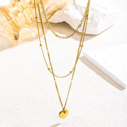 Gmai Layered Necklaces for Women Gold Plated 3/4/5 Piece Adjustable Stackable Necklace Set with Pearl Cross Coin Pendant Dainty Gold Silver Choker Chain Jewelry Gift for Her - style: Heart Necklace