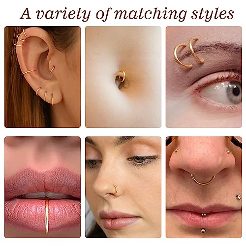 Small Gold Hoop Earrings, Lightweight 14K Gold Plated Huggie Hoop Earrings for Cartilage Helix Tragus, Hypoallergenic Earrings for Women Men, Tiny Thin Hoops Surgical Steel Endless Hoops Earrings 6-10 mm - color: 10mm Hoop Gold-18g
