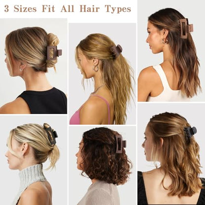12 PCS Hair Claw Clips for Women – Small Medium Large Claw Clips for Thin or Thick Hair (Black) - color: Black