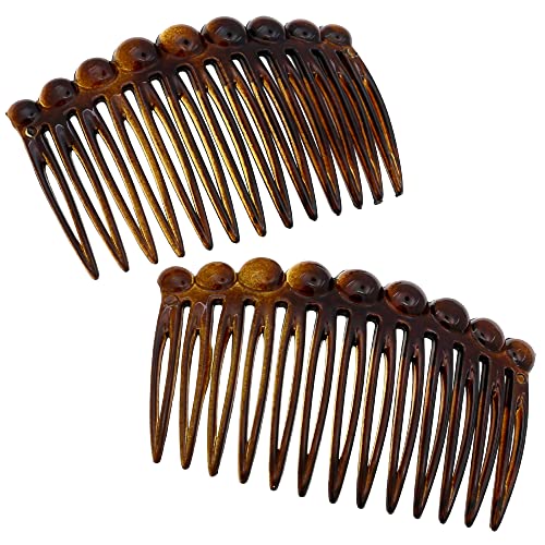Camila Paris CP33/2 French Hair Side Comb Small Tortoise Shell French Twist Hair Combs Decorative, Strong Hold Hair Clips for Women Bun Chignon Up-Do Styling Girls Hair Accessories, Made in France - color: Tortoise Shell