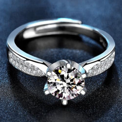 1CT/2CT Queen series moissanite ring, Adjustable rings for women, 925 Sterling Silver Open Band, D-Color VVS1 Sparkling Stone, Luxury Diamond Alternative - style: Queen 1 Series, 2CT