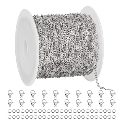 UMAOKANG 32.8 Feet Stainless Steel Jewelry Making Chains Delicate Singapore Link Chain Women Necklace DIY - color: Singapore Silver
