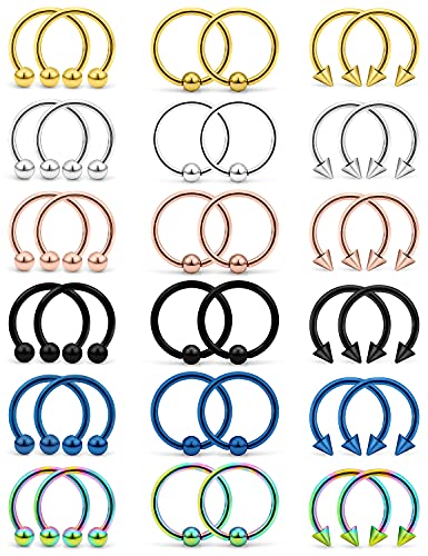 12G & 16G Septum Rings - Surgical Steel Septum Piercing Jewelry Horseshoe & Snake Bite Rings, Daith Rook Earrings for Women & Men - color: 16G 6MM